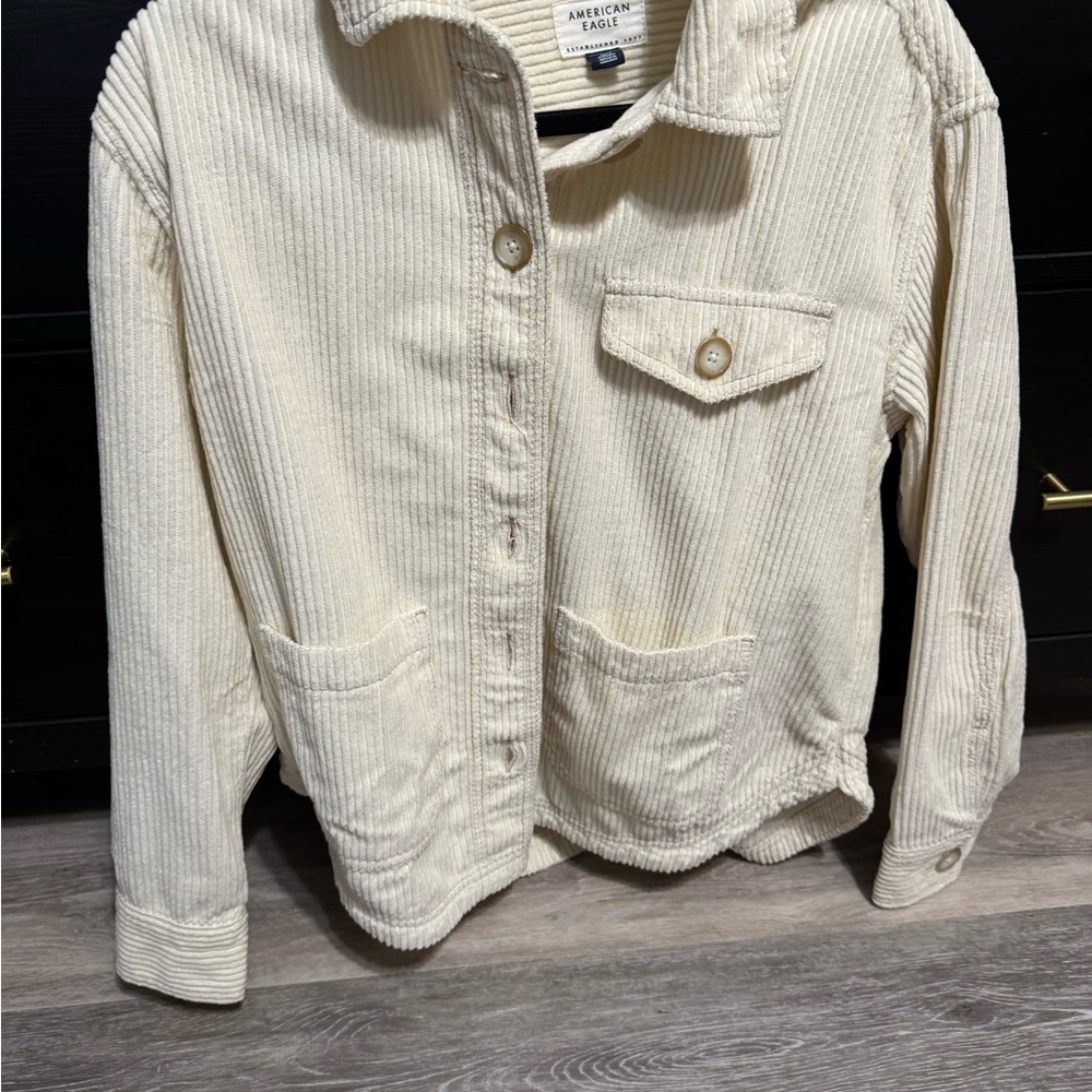 American Eagle Outfitters Cream Utility Jacket Corduroy
